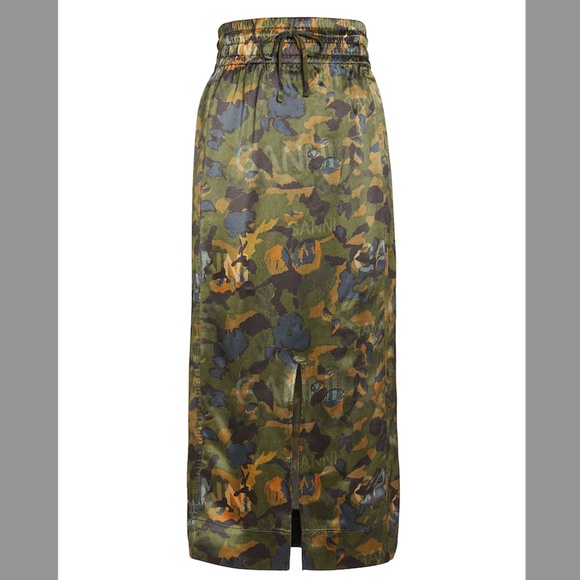 Ganni Camouflage Heavy Satin Skirt - Picture 3 of 6